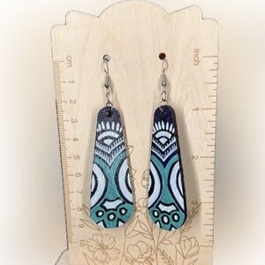 Artisan Teal and Black Dangle Earrings